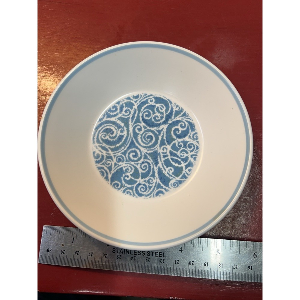 Noritake Progression Milburn #9025 5 5/8" Fruit/Dessert Bowl Blue Band w/Scroll